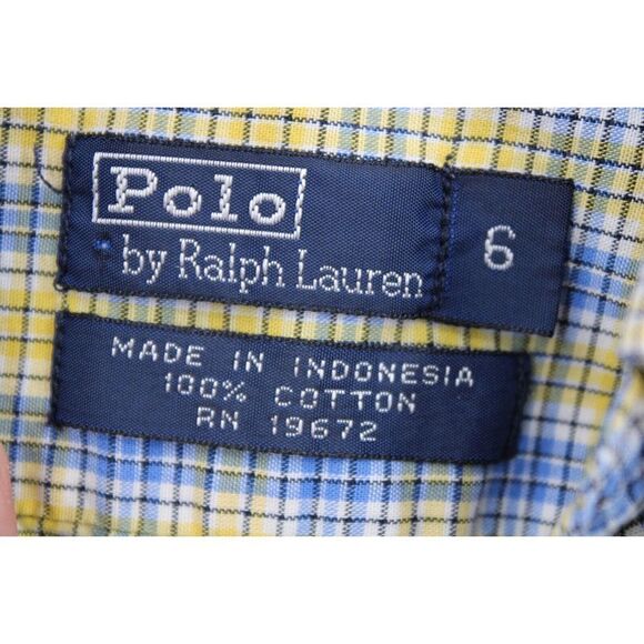 Ralph Lauren Polo Button Down Long sleeve Shirt Blue yellow Plaid Boys Sz 6 - Picture 6 of 6